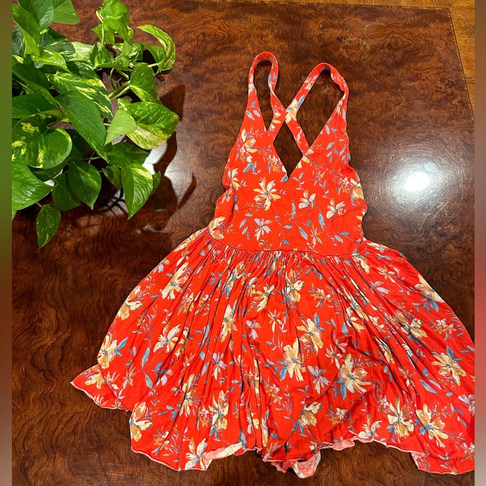 Urban outfitters red floral romper